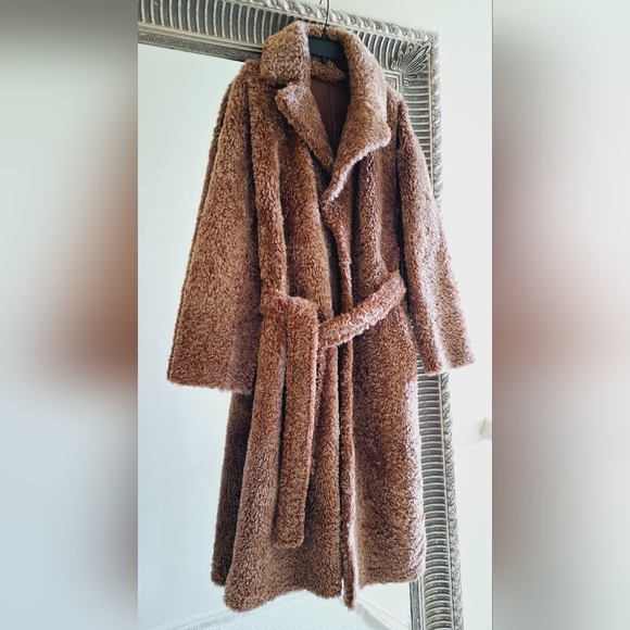NWOT ULLA JOHNSON Rosetta Belted Shearling Coat Brown Sz L Org $4,330 - Picture 6 of 12